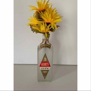Vintage Liquor Bottle w/ flower decor